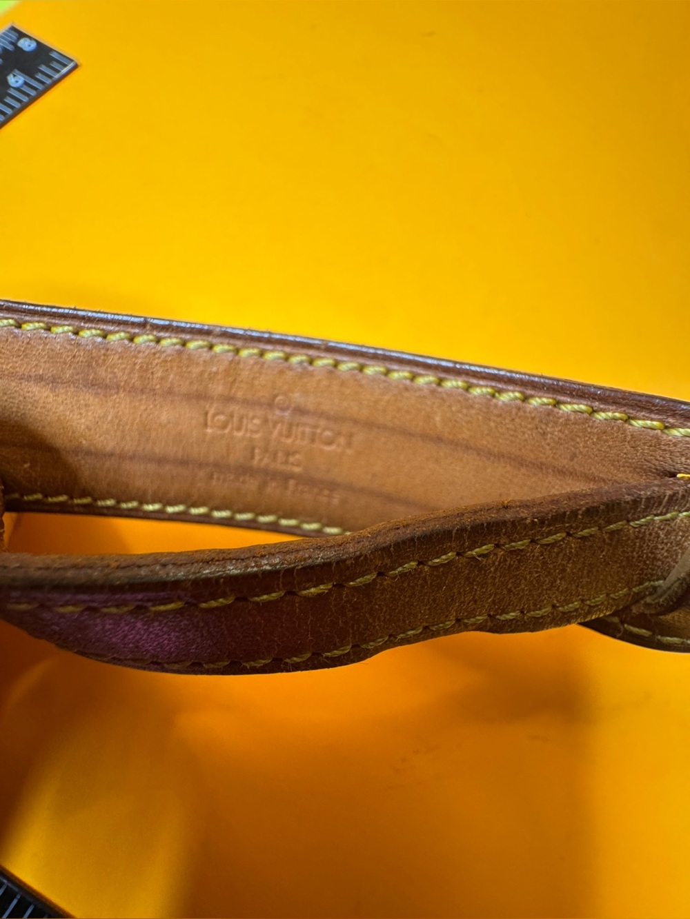 Adjustable Tan Leather Bag Strap with Gold Hardware - Picture 3 of 9